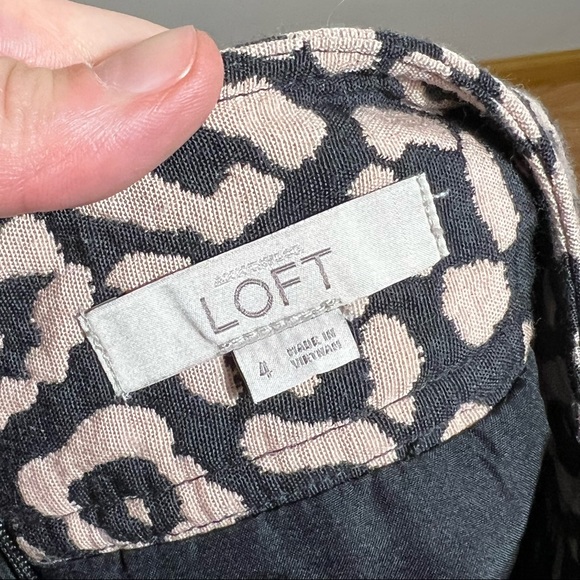 LOFT Black & Tan Cheetah Print Pencil Mini Skirt - Picture 3 of 10